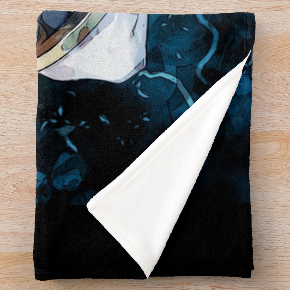 Genshin Impact inspired plush blanket featuring Paimon, Fischl, and other popular characters