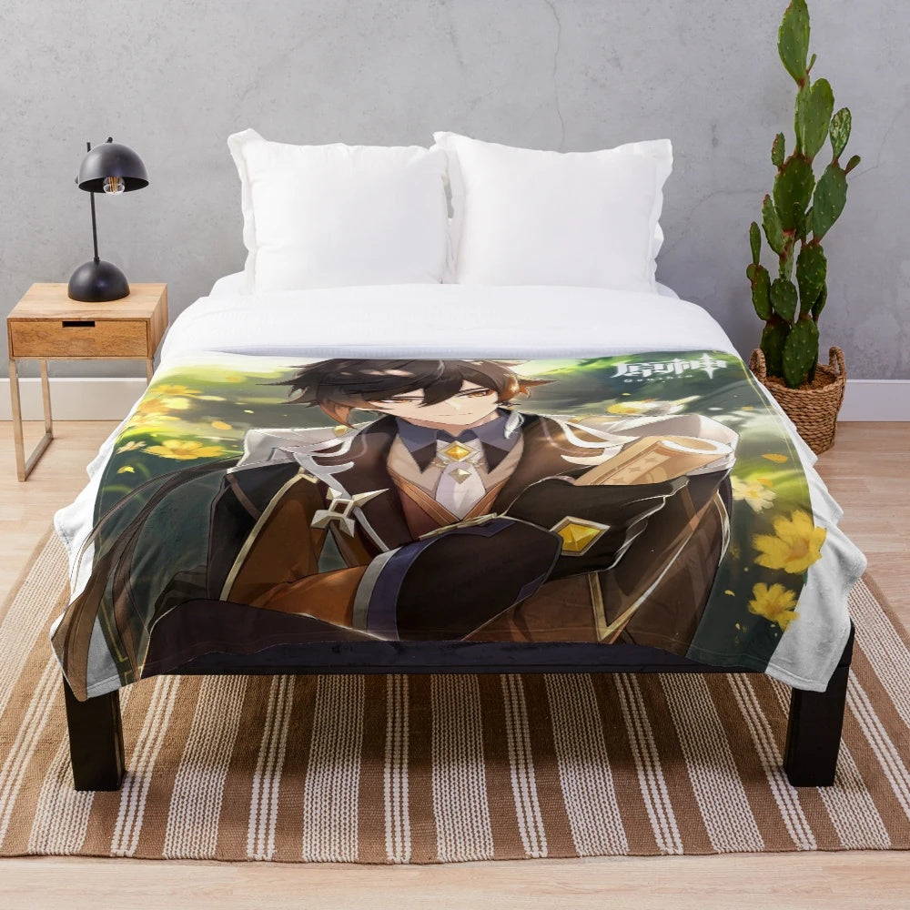 Genshin Impact Zhongli birthday plush blanket