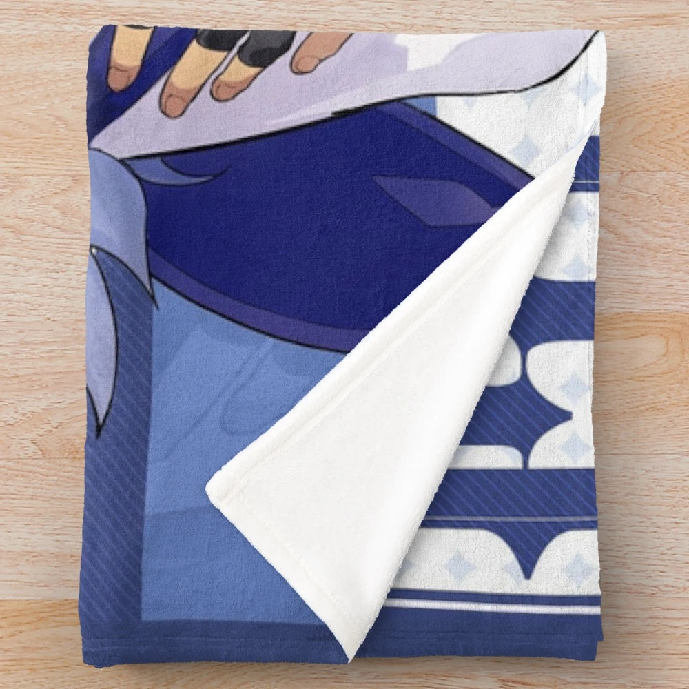 Genshin Impact Kaeya-inspired plush blanket featuring the cryo character's official artwork