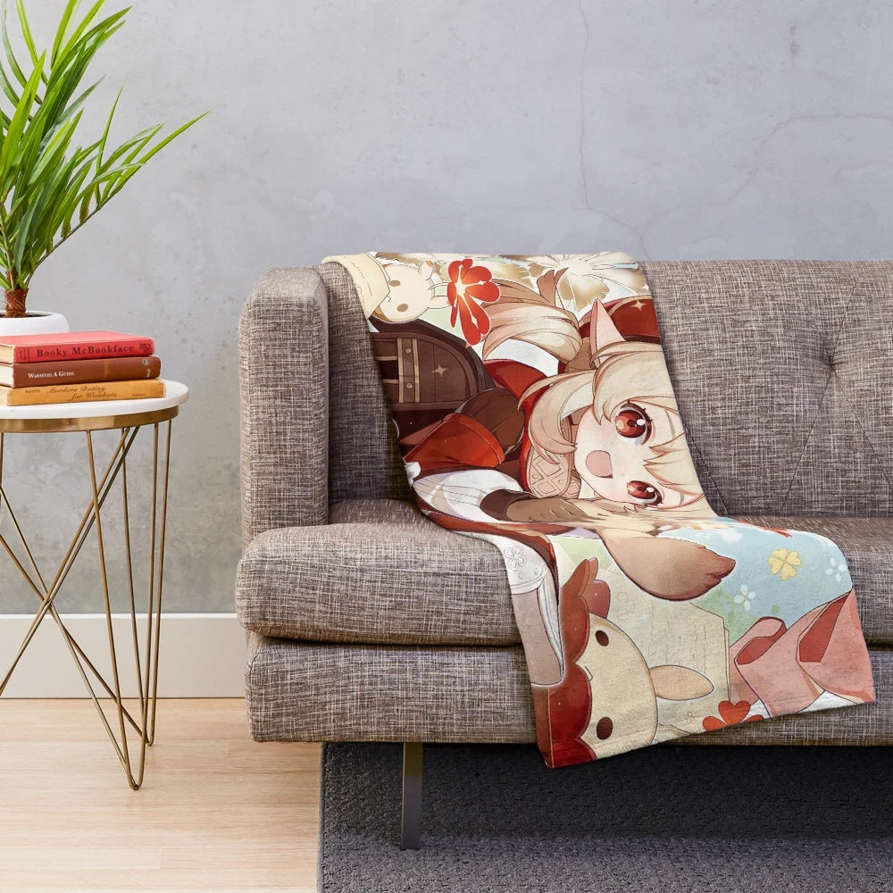 Genshin Impact Klee birthday artwork inspired plush blanket