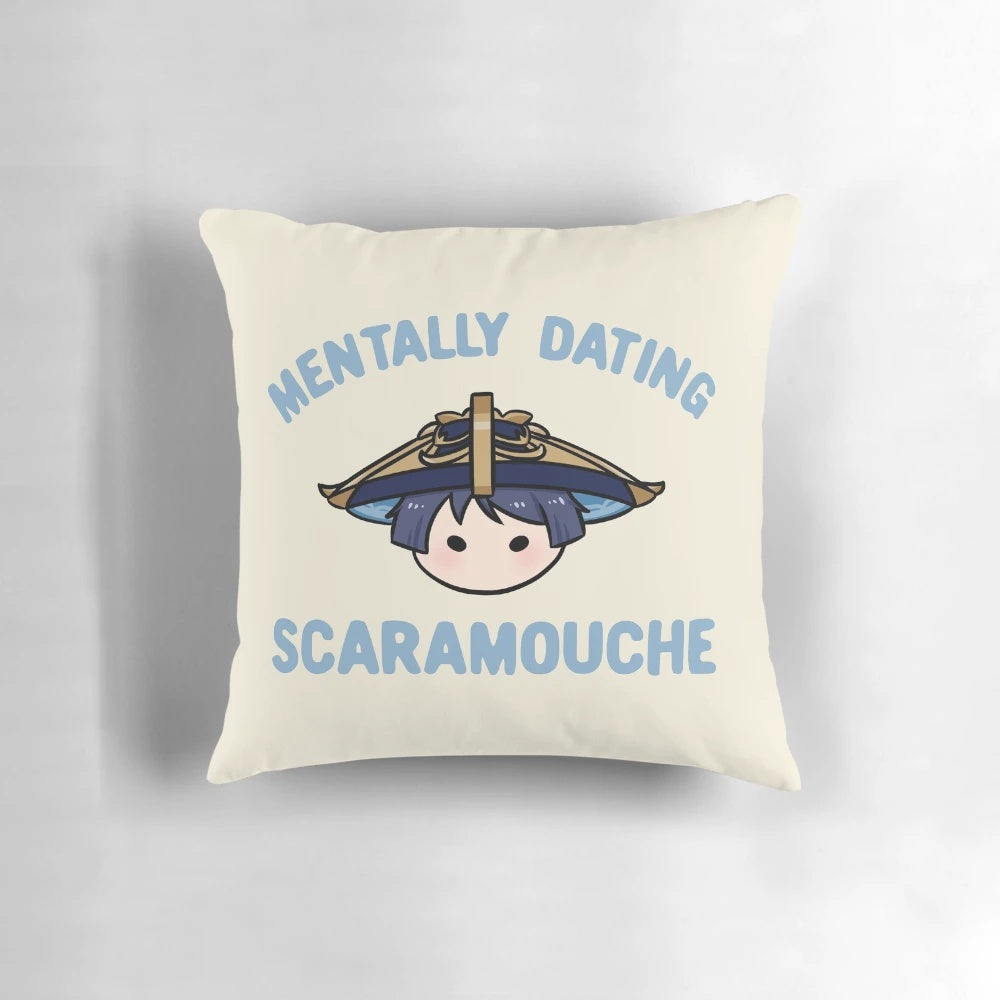 Genshin Impact Scaramouche "Wanderer" Chibi Pillow with Kawaii Head Text