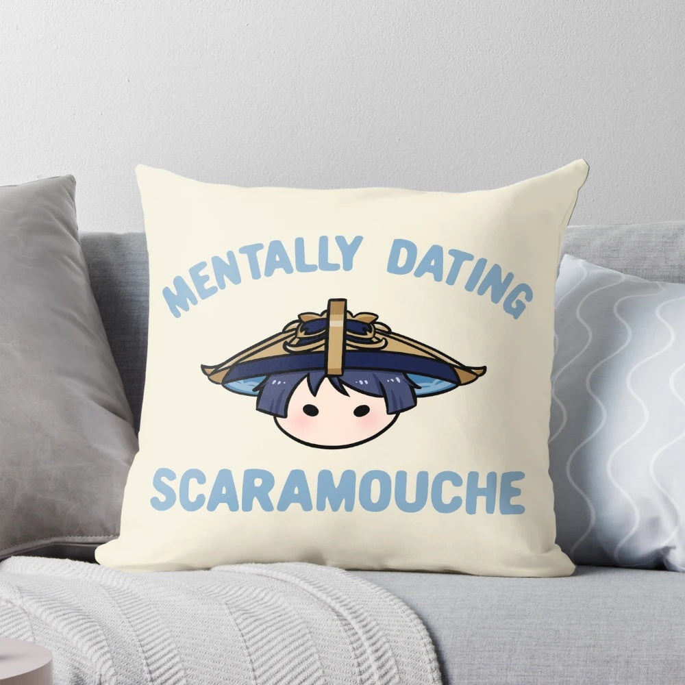 Genshin Impact Scaramouche "Wanderer" Chibi Pillow with Kawaii Head Text