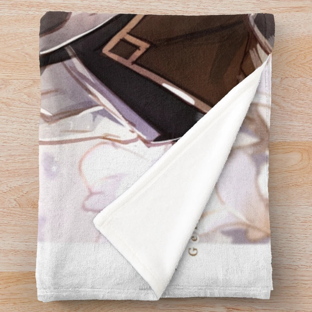 Genshin Impact Zhongli Plush Blanket with Anime-Style Artwork