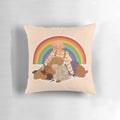 Soft and cozy pastel-colored pillow with the words "gentle love" on it, celebrating LGBTQ+ pride.