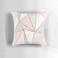 Modern abstract geometric pink, grey and gold decorative pillow