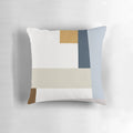 Colorful geometric abstract art print on a modern throw pillow, featuring a mid-century modern inspired design.
