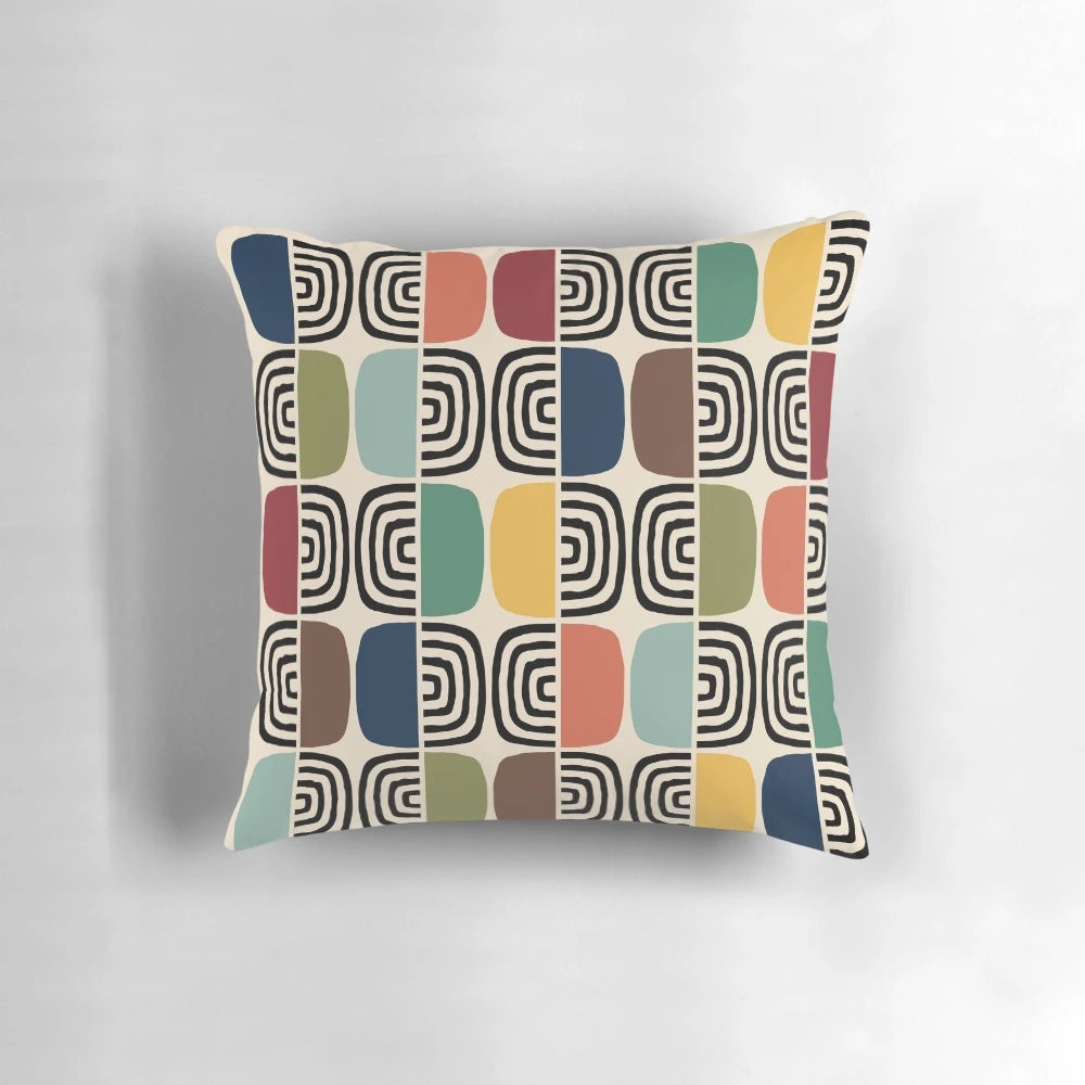 Mid century modern geometric abstract concentric circle pattern throw pillow