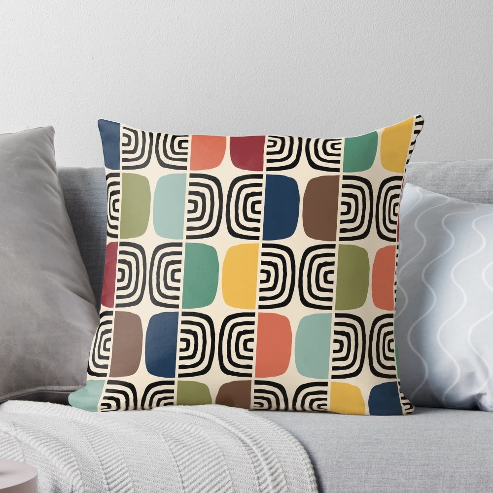 Mid century modern geometric abstract concentric circle pattern throw pillow