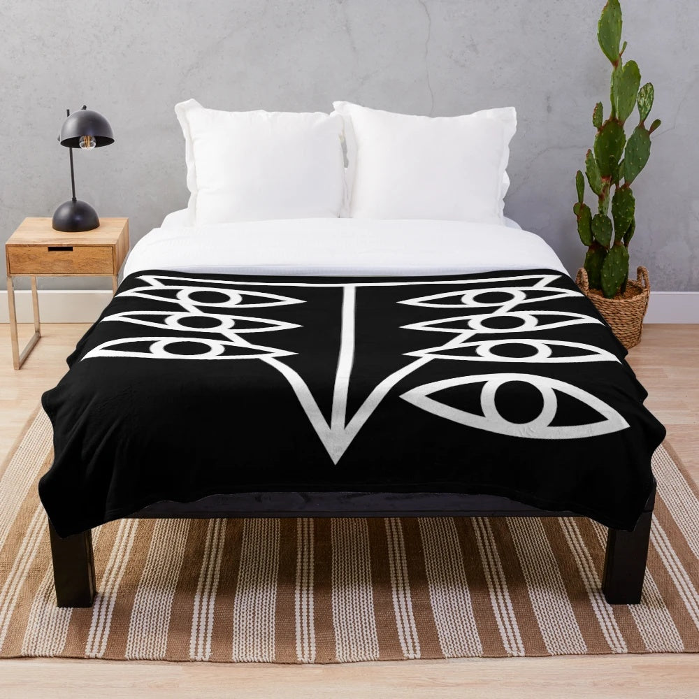 Evangelion Lilith-inspired plush blanket with geometric, line art design