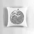 Decorative throw pillow featuring a geometric armadillo design in vibrant colors