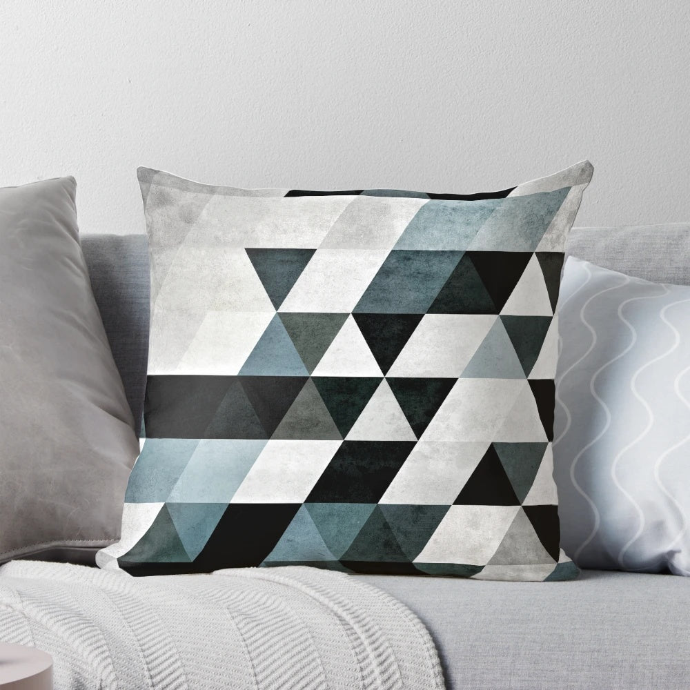 Striking black and white abstract geometric wall art print for modern home decor