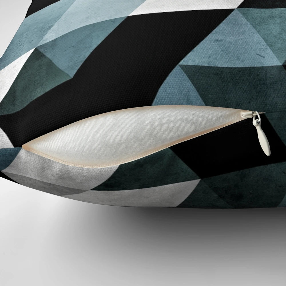 Striking black and white abstract geometric wall art print for modern home decor