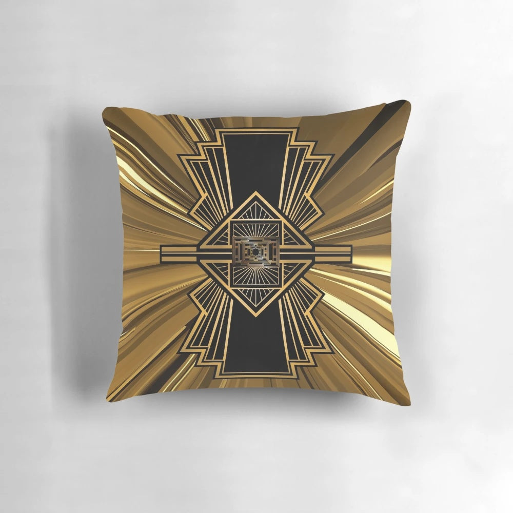 Stylish black and gold geometric design decorative throw pillow