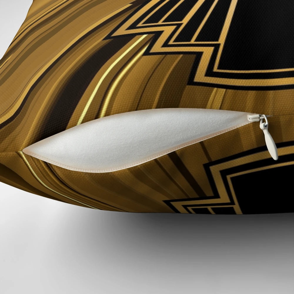 Stylish black and gold geometric design decorative throw pillow