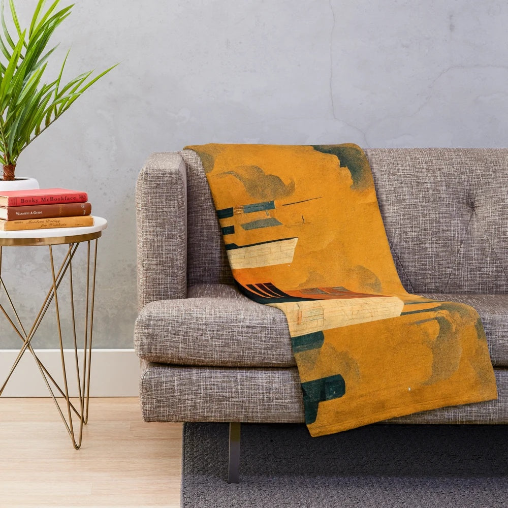 Geometric cubist print plush blanket for modern home decor