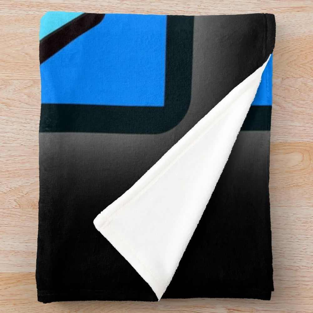 Geometry Dash inspired plush blanket with geometric patterns
