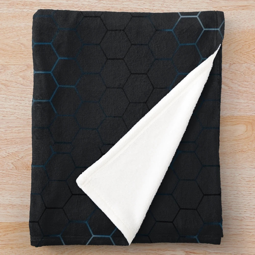 Geometric futuristic plush blanket with a cool sci-fi design