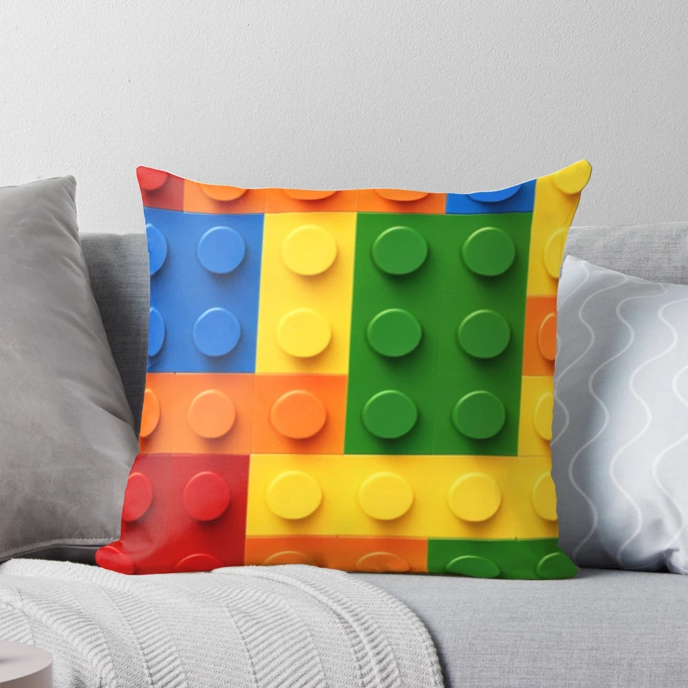 Colorful Lego-like building blocks in geometric shapes for creative play