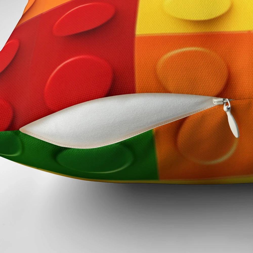 Colorful Lego-like building blocks in geometric shapes for creative play