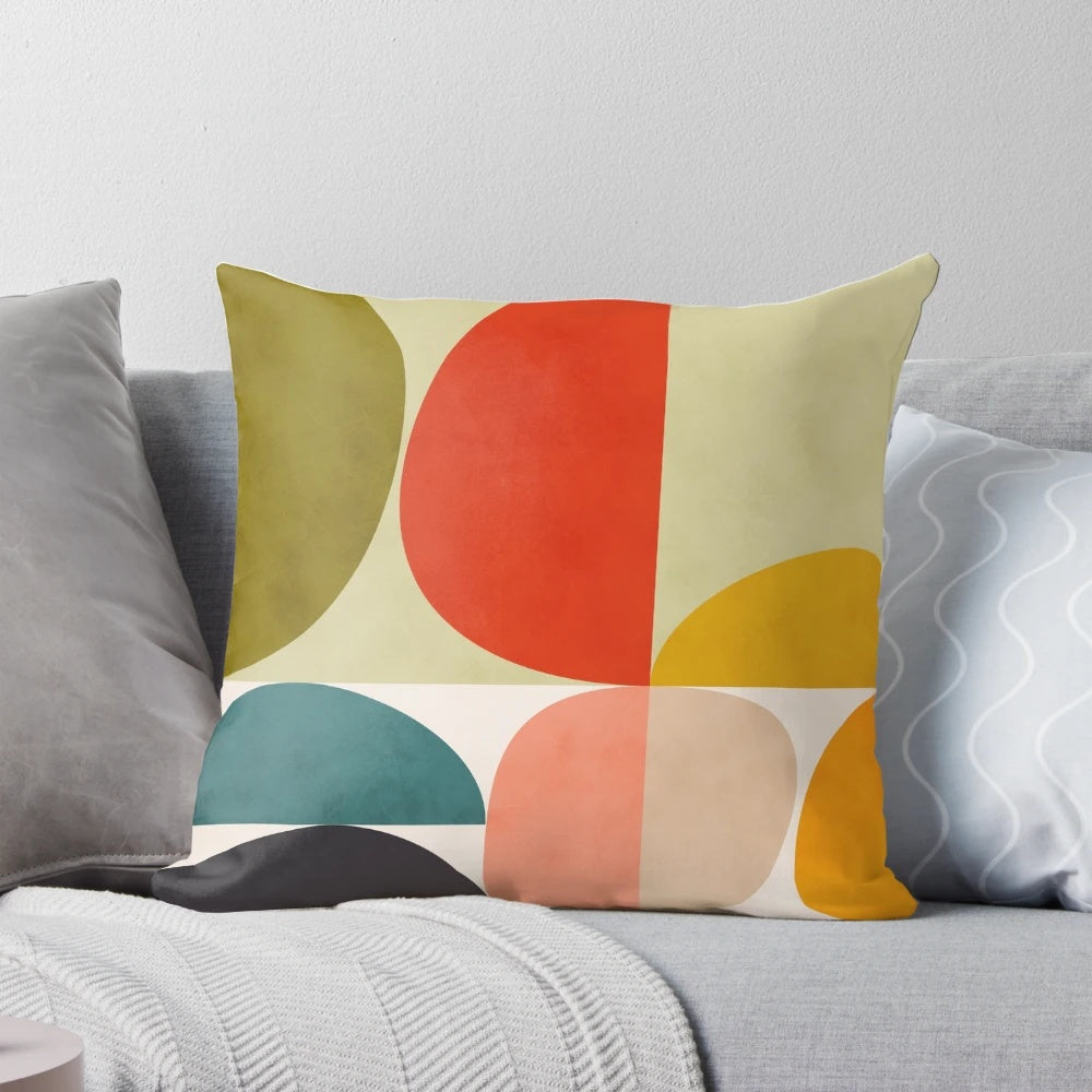Geometric abstract wall art in a mid-century modern style