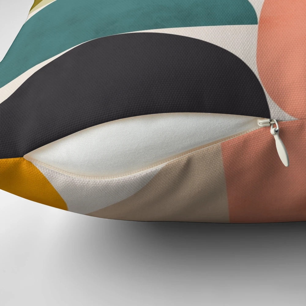 Geometric abstract wall art in a mid-century modern style