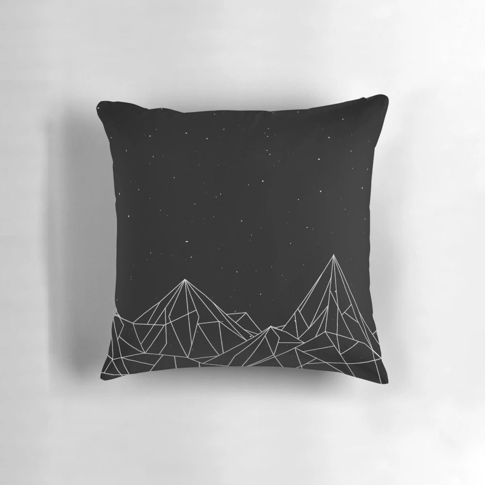 Geometric night court mountains design pillow