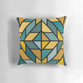 Geometric pattern mustard yellow and teal tiles decorative throw pillow