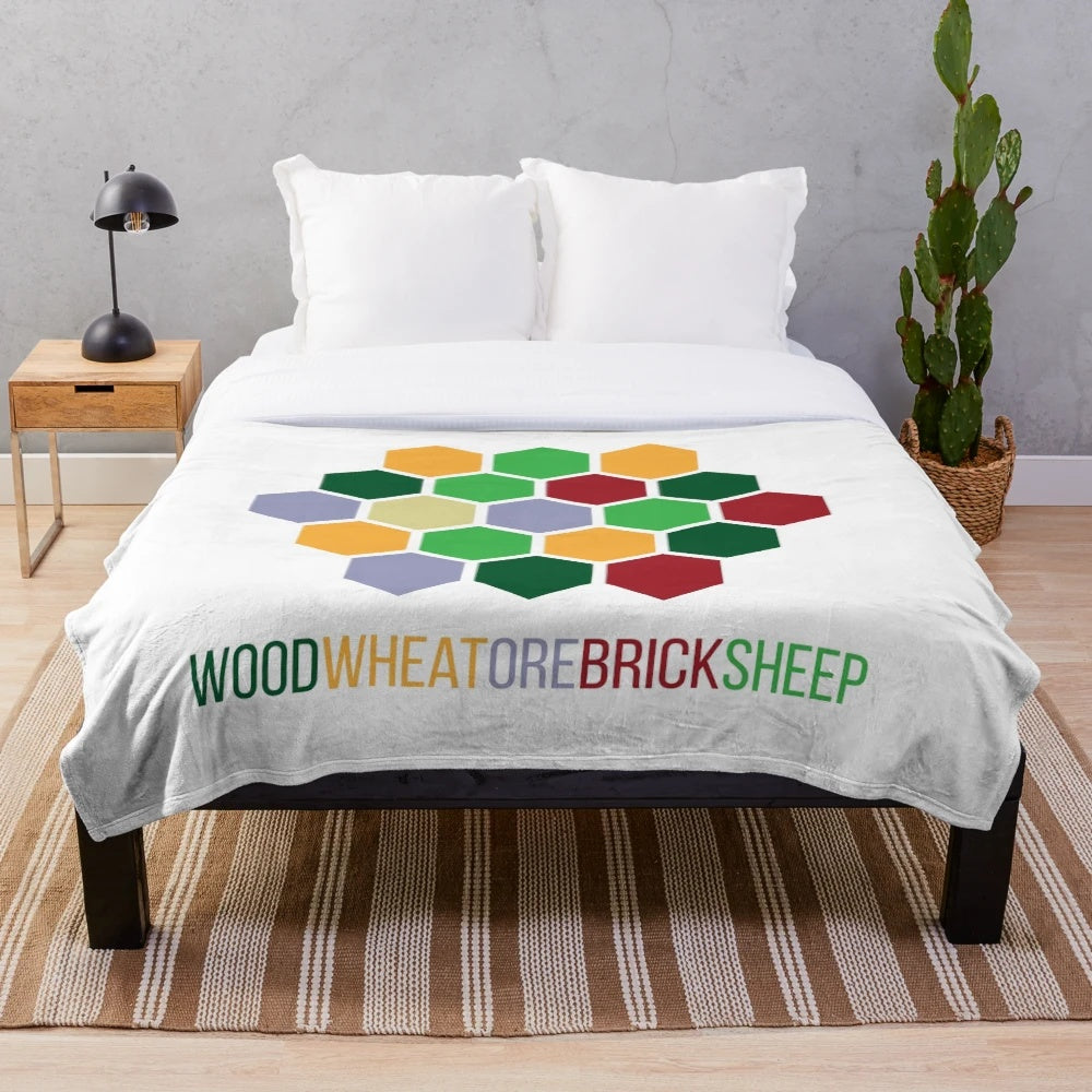 Settlers board game inspired geometric pattern plush blanket