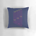Vibrant green and pink "Impossible Shapes" geometric pillow with a 3D optical illusion design