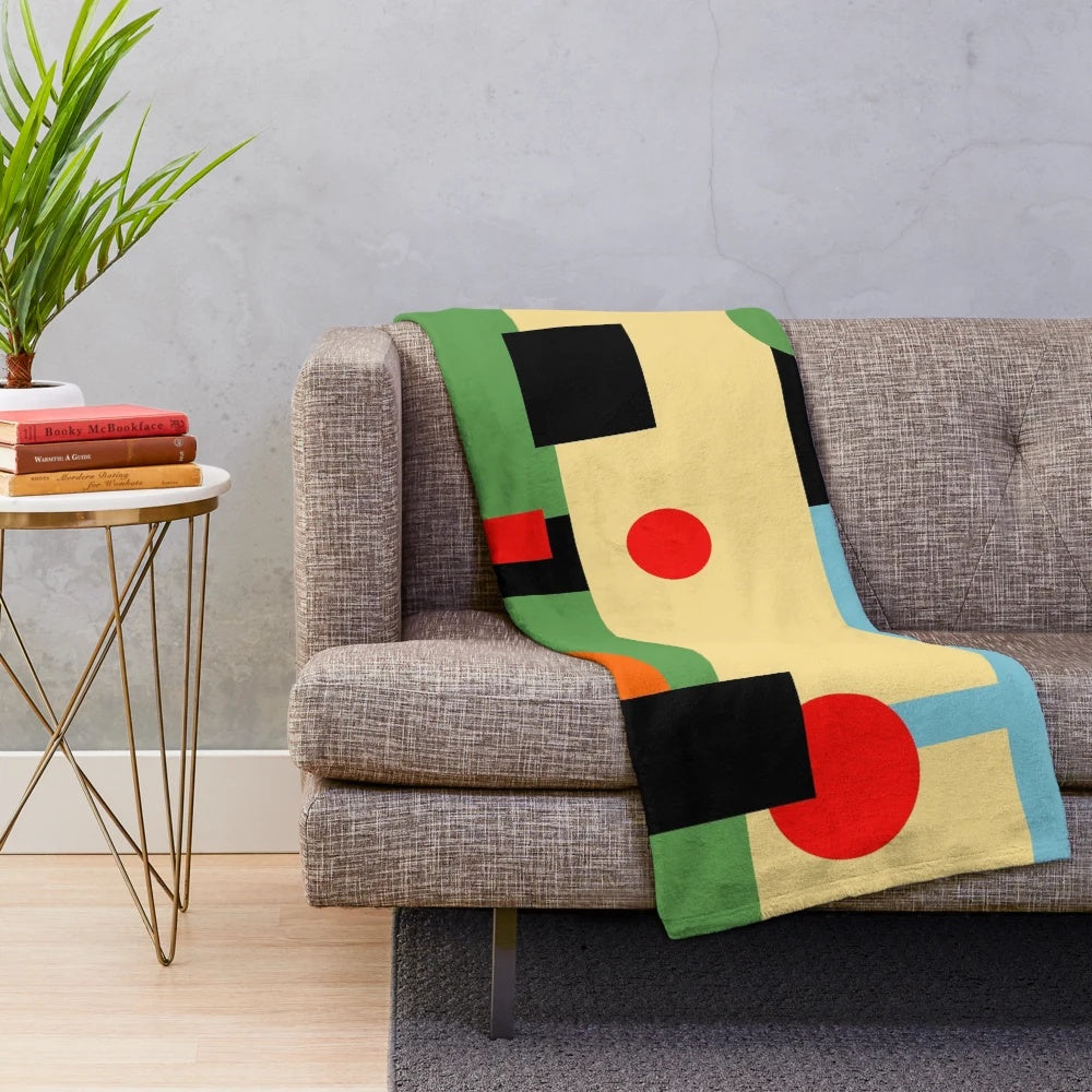 Geometric plush blanket featuring a design inspired by Brian Eno's album "Another Green World