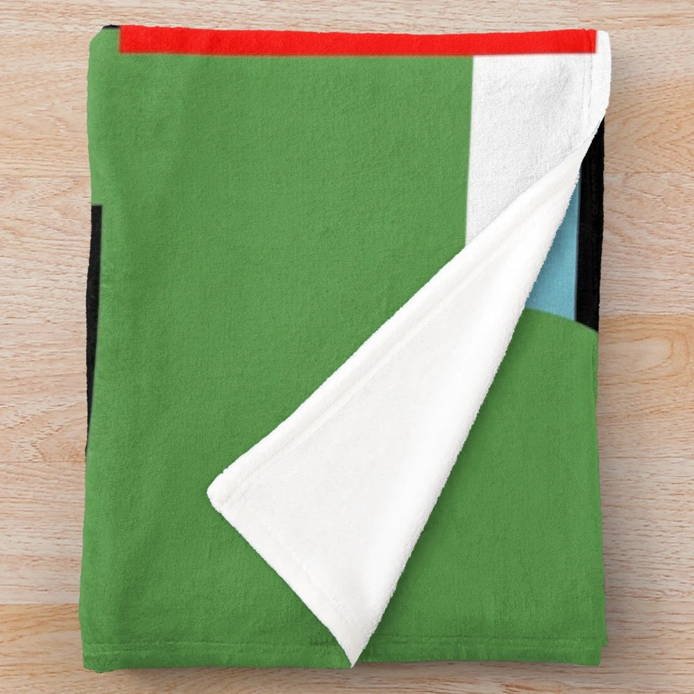 Geometric plush blanket featuring a design inspired by Brian Eno's album "Another Green World
