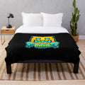 Geometry Dash themed plush blanket with geometric shapes and patterns