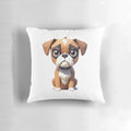 Charming geometric rottweiler artwork printed on a decorative throw pillow