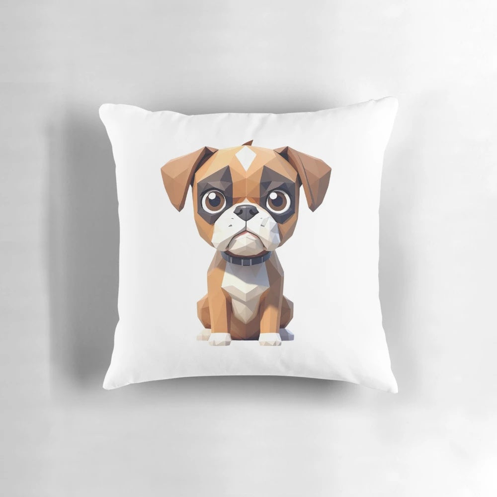Charming geometric rottweiler artwork printed on a decorative throw pillow