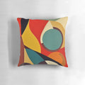 Geometric shapes mid century abstract art pillow with bold, colorful, retro design