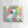 Vibrant geometric triangle patterned pillow with a modern floral design