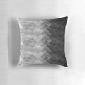 Grayscale geometric triangle and square pattern pillow