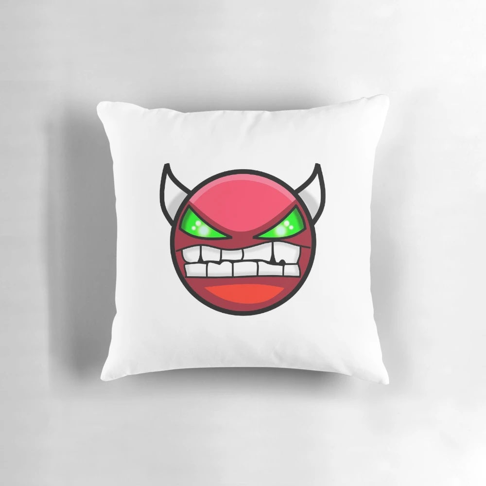 Geometry Dash Hard Demon Themed Pillow with Game Elements