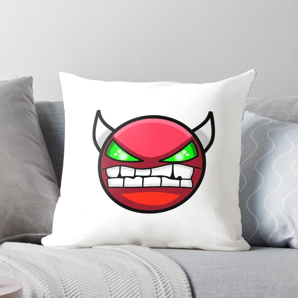 Geometry Dash Hard Demon Themed Pillow with Game Elements