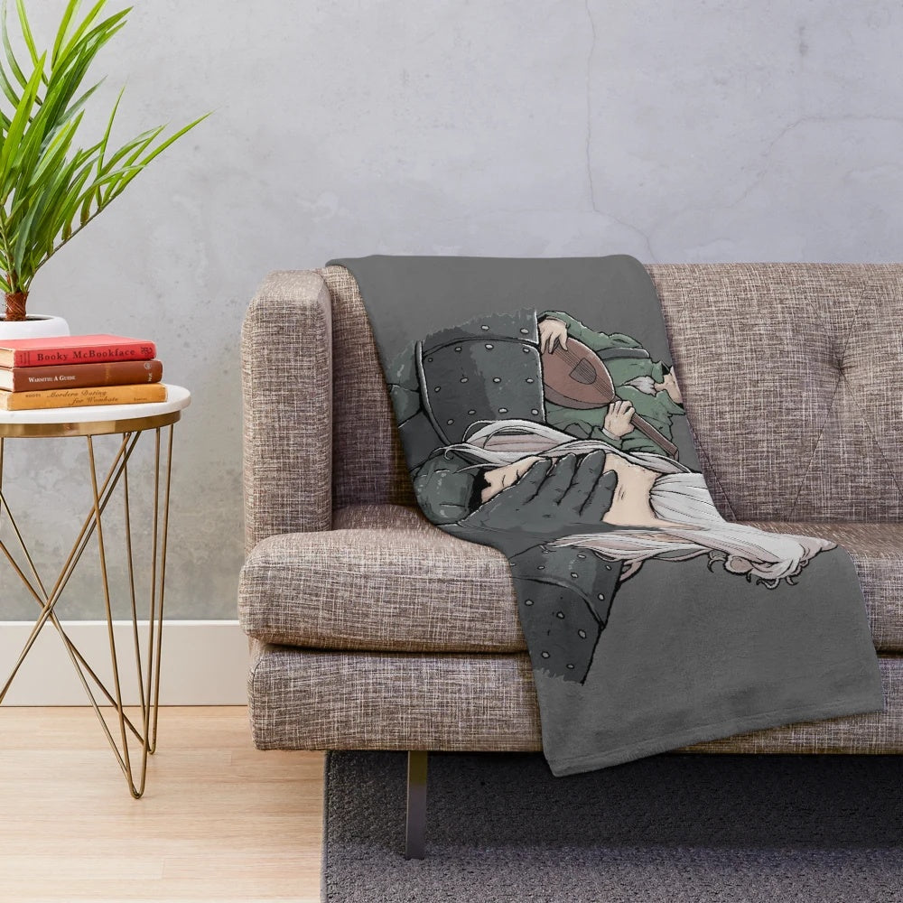 Geralt of Rivia plush blanket featuring a face palm meme design