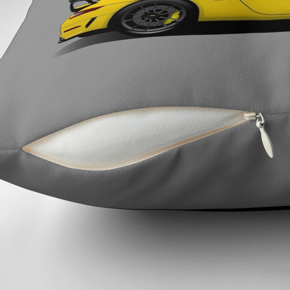 Plush pillow featuring the iconic Porsche GT3 RS in German flag colors