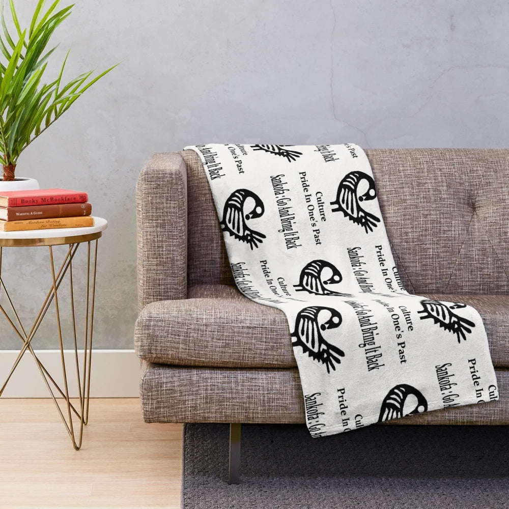 Plush blanket featuring the Ghanaian Adinkra symbol 'Sankofa