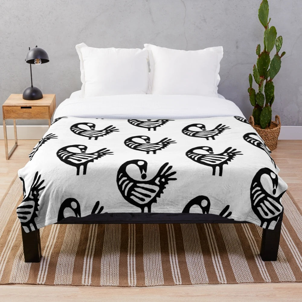 Ghanaian adinkra symbol 'Sankofa' printed on a soft, plush blanket