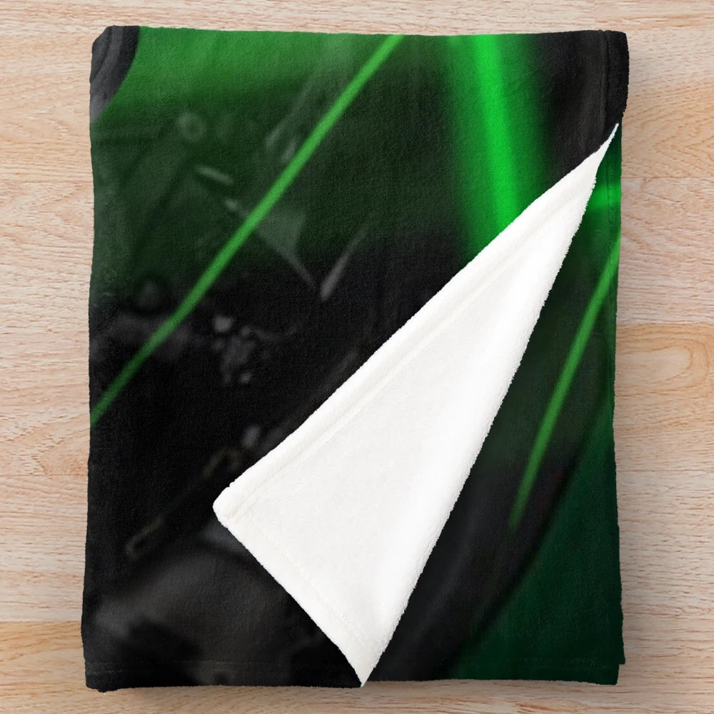 Ghostly Kawasaki Motorcycle-Inspired Plush Blanket
