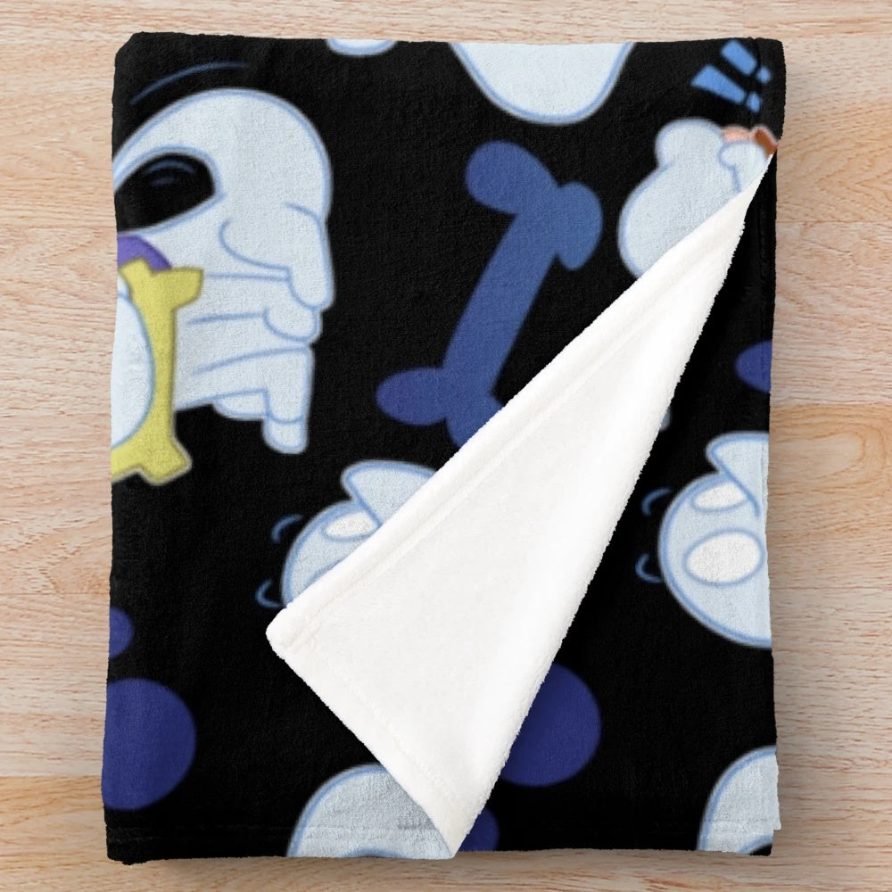 Polterpup pattern plush blanket featuring a ghostly creature from the Luigi's Mansion video game series