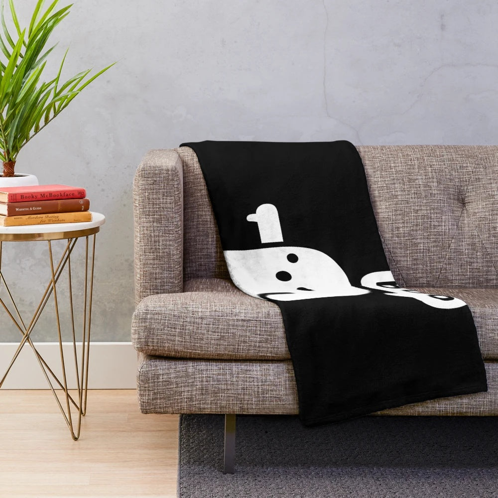 Plush ghost-themed blanket with a sassy, disapproving expression