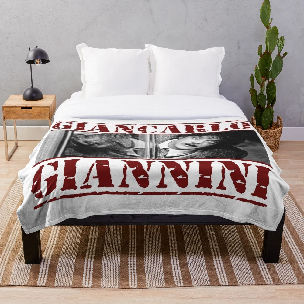 Giancarlo Giannini plush blanket featuring the legendary Italian actor's iconic portrait