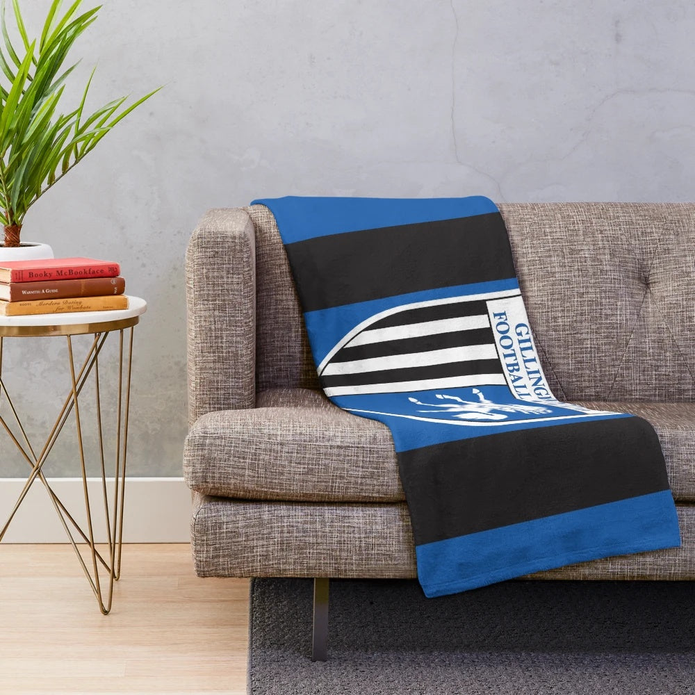 Gillingham FC inspired plush blanket with striped design