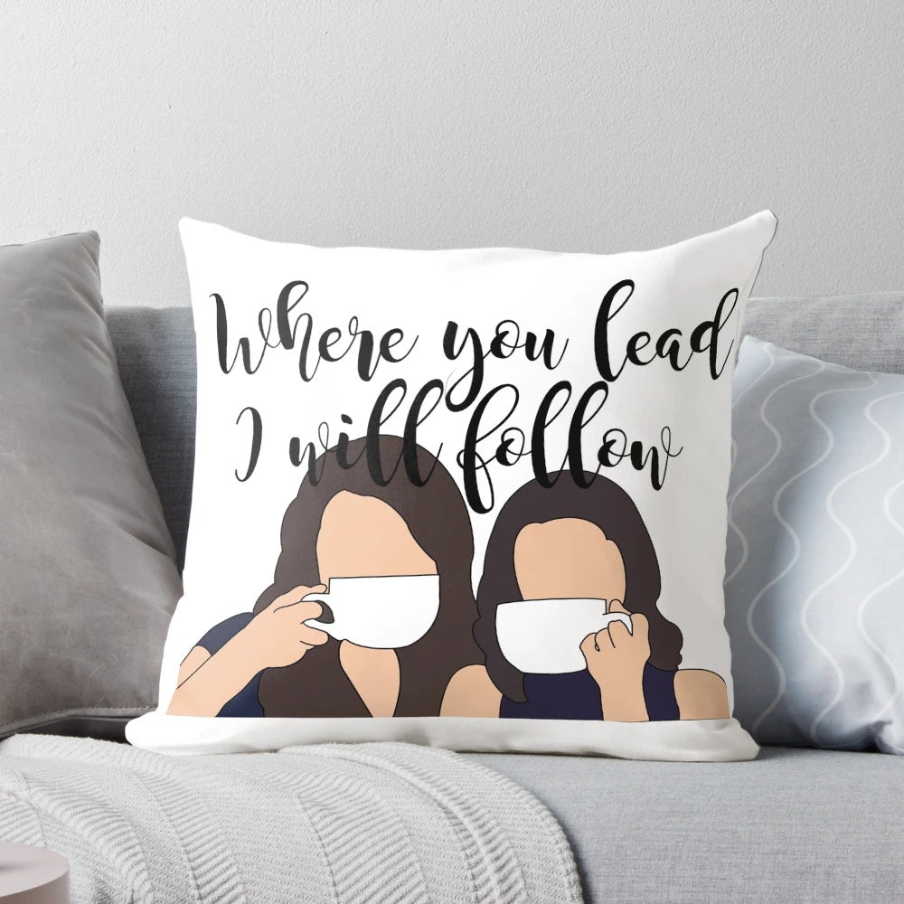 Gilmore Girls themed "Where You Lead" decorative throw pillow
