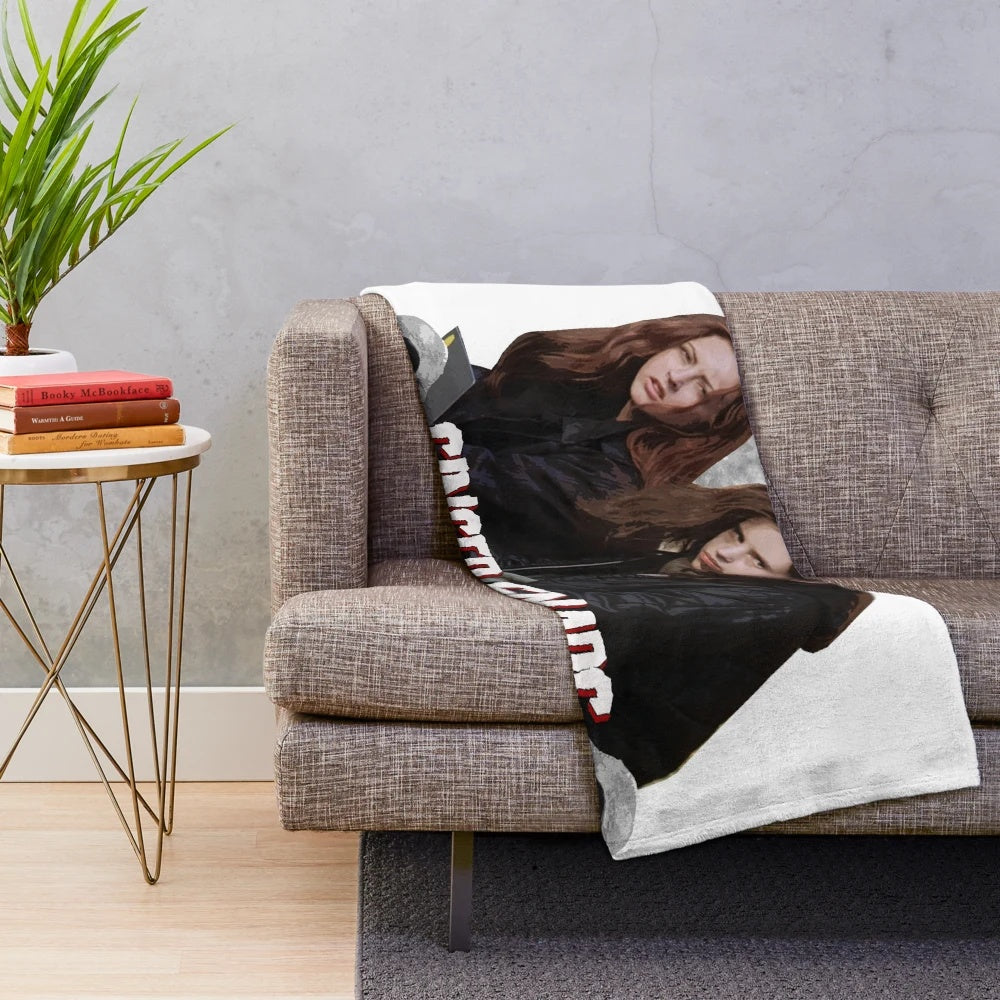 Ginger Snaps inspired plush blanket with gothic, horror aesthetic design